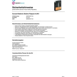 Duracell Batterie Alkaline Flatpack 4LR61 / 4LR61, J 7K67