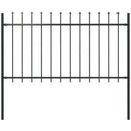 vidaXL Gartenzaun mit Speerspitzen Stahl 1,8 m Schwarz