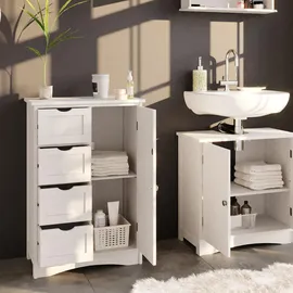 Vicco Bianco Badschrank 55 x 81 cm Weiß MDF/Metall/Massivholz
