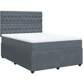 vidaXL Boxspringbett 140 x 200 cm Dunkelgrau