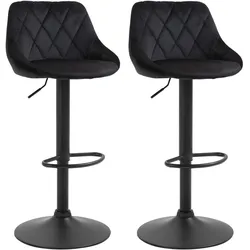 HOMCOM Barhocker Samtartiges Polyestergewebe, Stahl, Schaumstoff