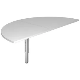 Hammerbacher Anbautisch höhenverstellbar Mirakel grau, silber halbrund 160,0 x 65,5 - 82,5 cm