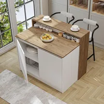 roomart Kücheninsel CORTADO 120 x 0 x 0 cm Braun/Weiß