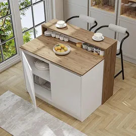 roomart Kücheninsel CORTADO 120 x 0 x 0 cm Braun/Weiß