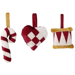 Bloomingville - Velua Ornament, rot (3er-Set)