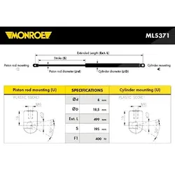 Monroe Gasfeder, Koffer-/Laderaum [Hersteller-Nr. ML5371] für Honda