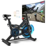Wenoker Heimtrainer Fahrrad mit App & LCD-Display, Ergometer Hometrainer mit Magnetwiderstand und Bequeme Sitz, Tablet-Halter, Leises Spinning Exercise Bike Indoor, Fitnessbikes für Zuhause,Bis 160KG