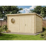 Alpholz Gartenhaus Maria-Rondo 44 B Pultdach Imprägniert 380 cm x 280 cm