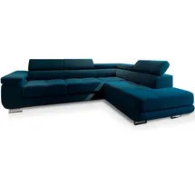 masseno Ecksofa Velours 5-Sitzer Blau