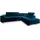 masseno Ecksofa Velours 5-Sitzer Blau