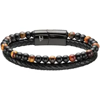 Bruno Banani Lederarmband mit Tigerauge braun-schwarz 21cm