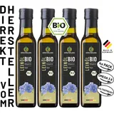 KRÄUTERLAND Bio Leinöl 1L (4x250ml) kaltgepresst, mild, 54% Linolensäure Omega-3