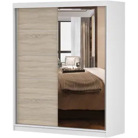 fabryka mebli idźczak Schwebetürenschrank Bono 160 x 195 x 61 cm Weiß/Sonoma