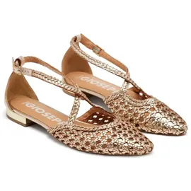 Gioseppo Leskovic Ballerinas aus Leder, Blau, mit Schnürung für Damen, Platinfarben, 37 EU