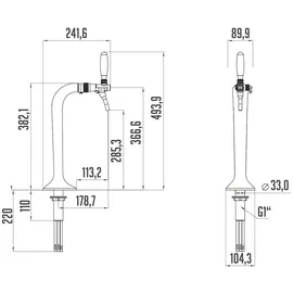 ich-zapfe Schanksäule Chrom 1-leitig, elegant, `Topp-Qualität!` (Paketpreis)