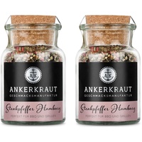 Ankerkraut Steakpfeffer Hamburg, Hausmischung, grober Steakhouse-Pfeffer, 80g im Korkenglas (Packung mit 2)