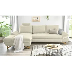 Furn.Design Ecksofa in beige Struktur-Stoff Wohnzimmer Sofa Skalm