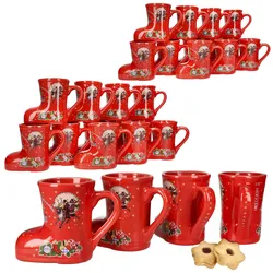 20x Glühweinstiefel rot Weihnachts-Motiv 200ml geeicht Keramik Glühwein-Becher
