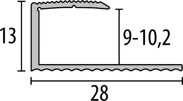 Parkettfreund -Einfassprofil PF 212 H H63 Tigua 900x28 mm - 9 - 10,2 mm Holzdekor gerillt; mit Sollbiegestelle