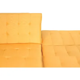 Mendler Ecksofa HWC-K38, Sofa Klappsofa, Liegefläche links/rechts, Stoff/Textil Massivholz MVG zertifiziert 256cm ~ gelb