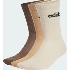 adidas Linear Crew Cushioned Alltagssocken 3er Pack Braun/Weiß 40-42