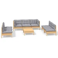 vidaXL Lounge-Set 8-tlg. braun/grau inkl. Kissen