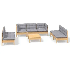 vidaXL Lounge-Set 8-tlg. braun/grau inkl. Kissen