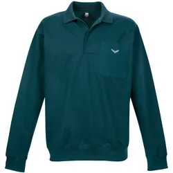 Sweatshirt TRIGEMA "TRIGEMA Langarm Polo aus Sweat-Qualität", Herren, Gr. L, blau (saphir), 70% Baumwolle, 30% Polyester, Basic, Sweatshirts