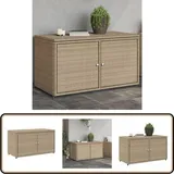 Gartenschrank Beige 110x55x60,5 Cm Poly Rattan - Outdoor-schrank - Gartenschrank - Stauraum - Gartenorganisation - Rattan Gartenmöbel