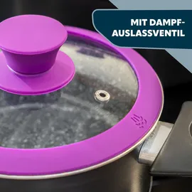 bremermann Glasdeckel mit Silikonrand für 28 cm Töpfe und Pfannen (Lila)