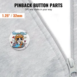 Vevor Buttonmaschine Knopfmachermaschine Zubehör Badge Punch Press 32 mm, DIY Badge Press Machine Ersatzteile 500 Stk, Abzeichenpressmaschine, Metall + Kunststoff / 250 + 250 Stk. Abzeichen