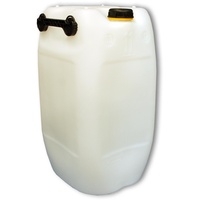 plasteo® 60L Getränke- Wasserkanister Natur mit Schraubdeckel (DIN 71) | Lebensmittelecht | Tragbar mit 3 Griffen | Indoor und Outdoor | BPA Frei