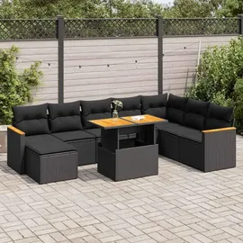 vidaXL Garten-Lounge-Set 9-tlg. schwarz