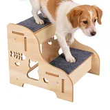 Hundetreppe 2 Stufen, Haustiertreppe Holz, Katze Hunde Rampe Kletterhilfe, Für Klein Hunde Hohe Betten Couch Sofa Auto