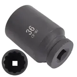CCLIFE Steckschlüssel Vielzahn Nuss Schlagschrauber CR-MO Stahl 12 Kant Stecknuss 1/2" schwarz 1tlg, 1/2',36mm