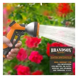 Brandson Garten Handbrause 7 Sprühprofile - Gartenbrause für Gartenschlauch - Spritzpistole Pistolengriff mit Halteclip