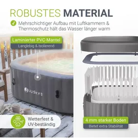 Juskys SpaLuxe 185 x 185 Grau/Blau inkl. LED-Beleuchtung