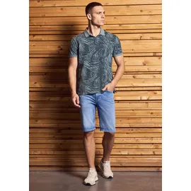 STREET ONE MEN, Herren, Gr. L (42), blau (dusty blau), Web, 100% Baumwolle, bedruckt, normal normal, V-Ausschnitt, Bündchen, Shirts T-Shirt, aus reiner Baumwolle