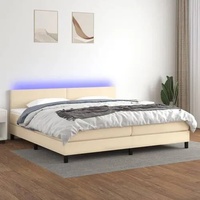 vidaXL Boxspringbett mit Matratze & LED Creme 200x200 cm Stoff