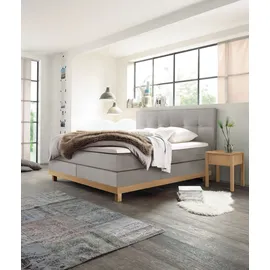 Hasena Bella Boxspringbett 140-180 cm Braun / Hellgrau, Liegefläche:160 x 200 cm, Topper:Base-Topper