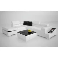 Xlmoebel Ecksofa Modernes Ecksofa aus Leder mit USB-Anschluss, Wohnlandschaft in, Hergestellt in Europa weiß