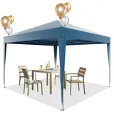 Devoko Pavillon Wasserfest 3x3m Wasserdicht Stabil | Faltpavillon Faltbar Gartenzelt | Pop up Faltbar Partyzelt UV Schutz 50+ | Höhenverstellbar | Metall-Verstrebungen für Camping(Blau)