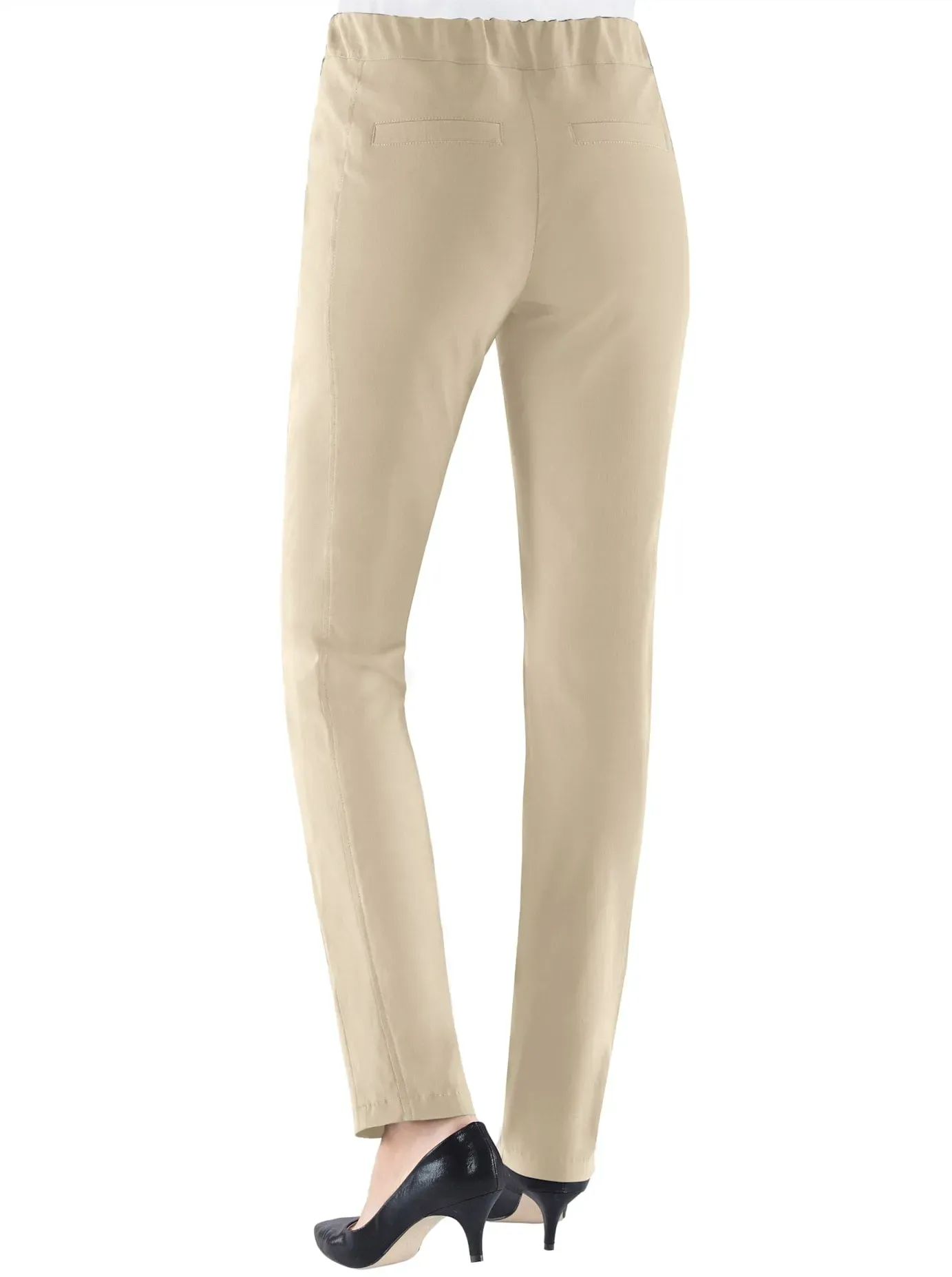 Dehnbund-Hose STEHMANN, Damen, Gr. 40, Normalgrößen, beige (sand), 72% Viskose, 25% Polyamid, 3% Elasthan, unifarben, lang, Hosen, Topseller