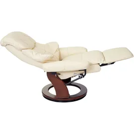 Robas Lund MCA Relaxsessel Calgary 2, Fernsehsessel Sessel, Echtleder 150kg belastbar ~ creme, Walnuss-Optik