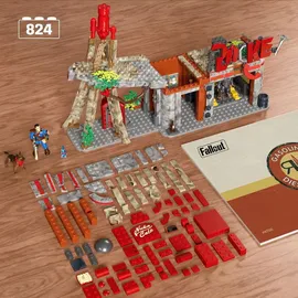 Mattel Fallout Red Rocket Bauspielzeug-Set mit 2 Figuren (824 Teile)
