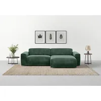 TRENDMANUFAKTUR Ecksofa Braga, mit hochwertigem Kaltschaum, L-Form, in Cord erhältlich, 2 Teile, modernes Sofa, Couch mit hohem Sitzkomfort, 255/72/160 cm (B/H/T) grün