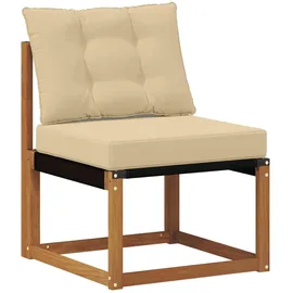 vidaXL Outdoor-Sofa Massives Akazienholz und Textilene beige