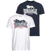 Lonsdale T-Shirt normale Passform Doppelpack LOSCOE (Packung, 2 tlg., 2er-Pack), blau
