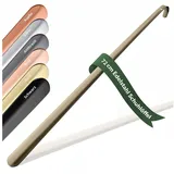 JK Trade Schuhlöffel 72cm Edelstahl Vintage poliert (1-tlg., extra lang & stabil), Metall Schuhanzieher lang zum Stehen, Aufhängbar, 2mm Extra Stabil braun