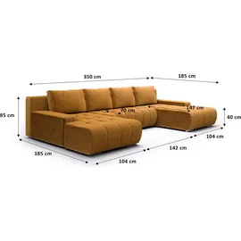 petits-meubles U-sofa 5-sitzig umbaubar Truhe Jonas Cord Gelb